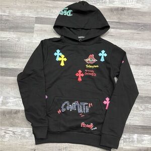 Chrome Hearts Black Hoodie with Multicolor Crosses